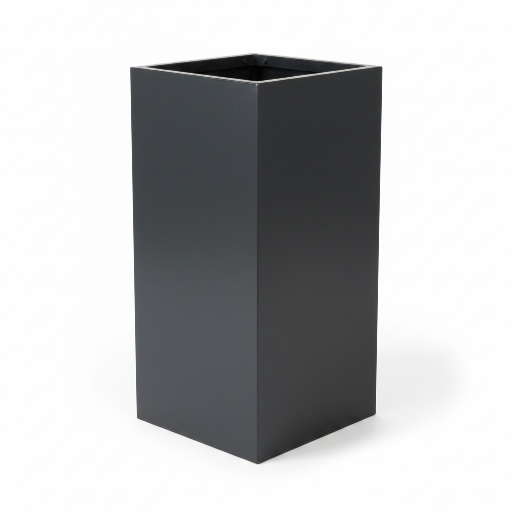 Iron Tall Square Planter Pot - Angled View