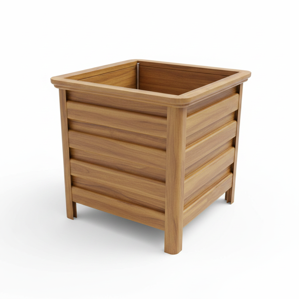Aluminum Square Planter Pot - Angled View