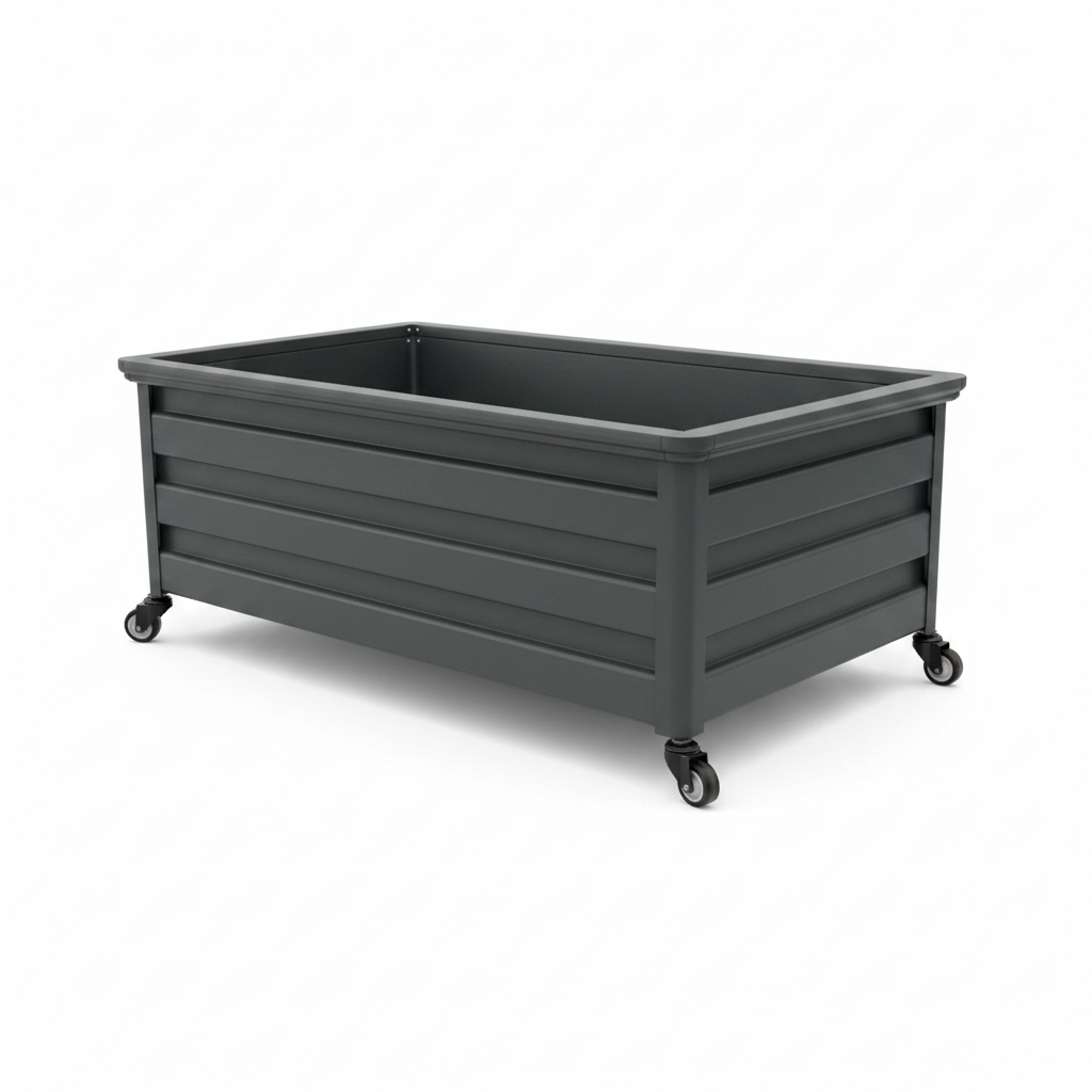 Aluminum Raised Garden Bed Planter on Wheels - Angled View