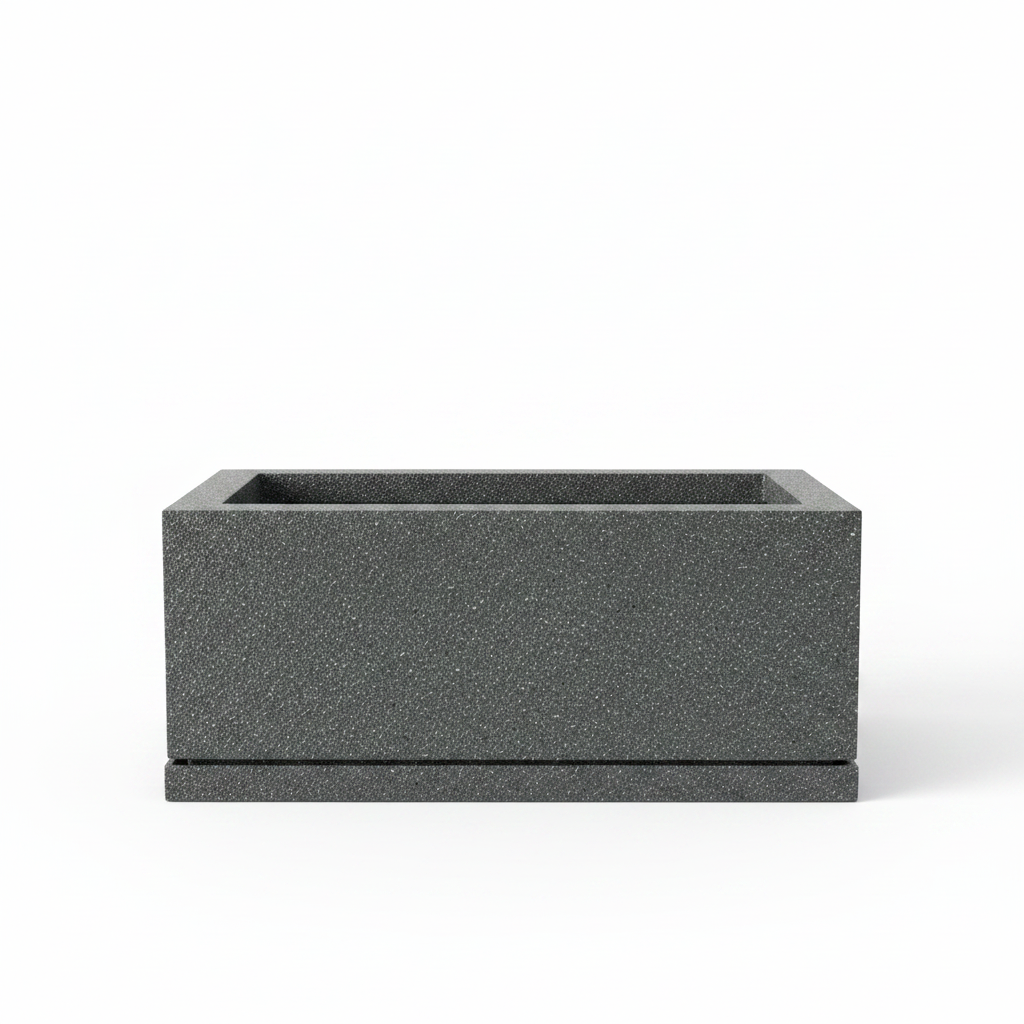 Granite Texture Rectangular Planter Box with Base Tray
