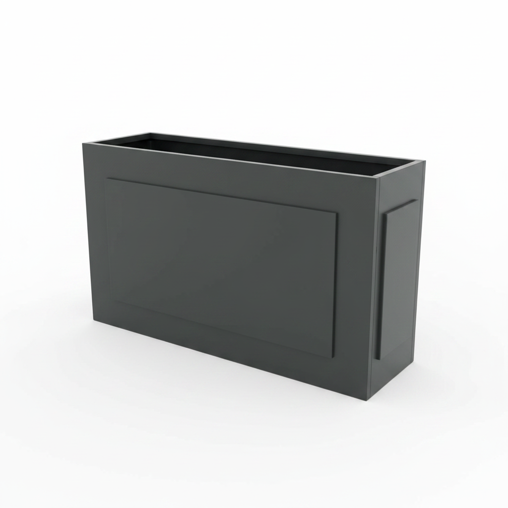 Iron Rectangular Planter Box with Frame Detail - Angled View