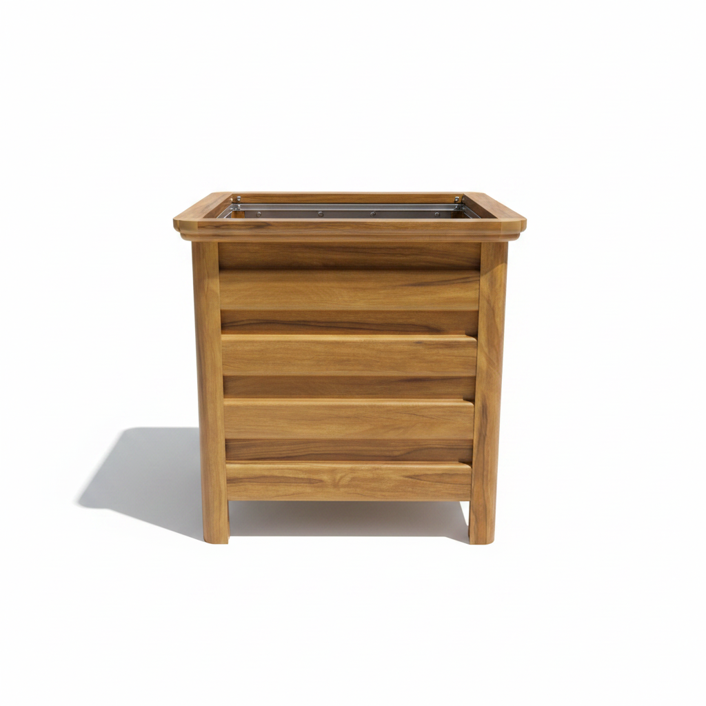 Aluminum Square Planter Pot - Front View