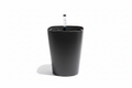 Black self-watering planter pot front view