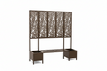 Metal Garden Bench with Leaf Cutout Privacy Screen & Side Planters