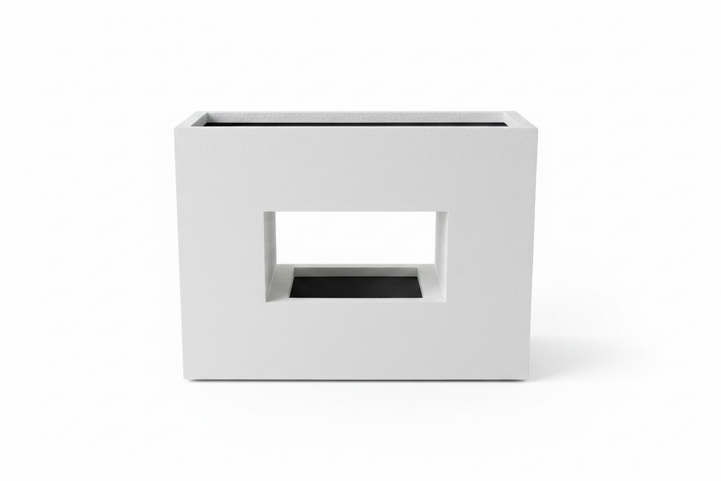 Window Cutout Rectangle Planter – White Fiberglass